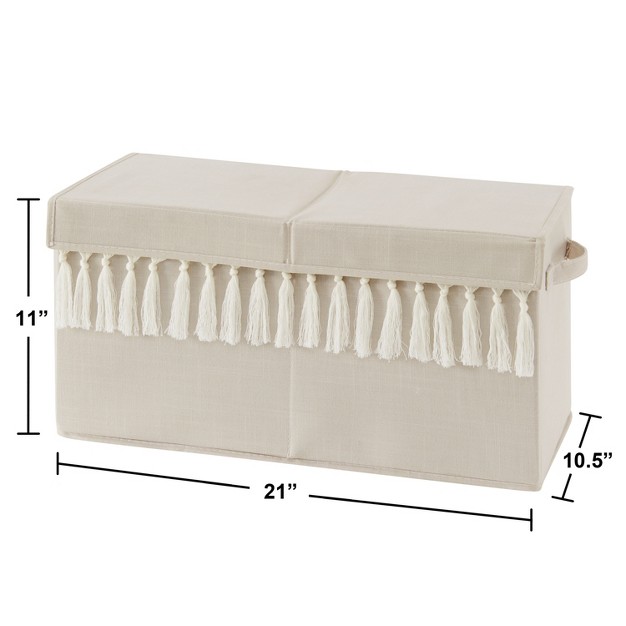 Sweet Jojo Designs Boy Or Girl Gender Neutral Unisex Fabric Storage Toy Bin Bohemian Fringe Taupe And Ivory