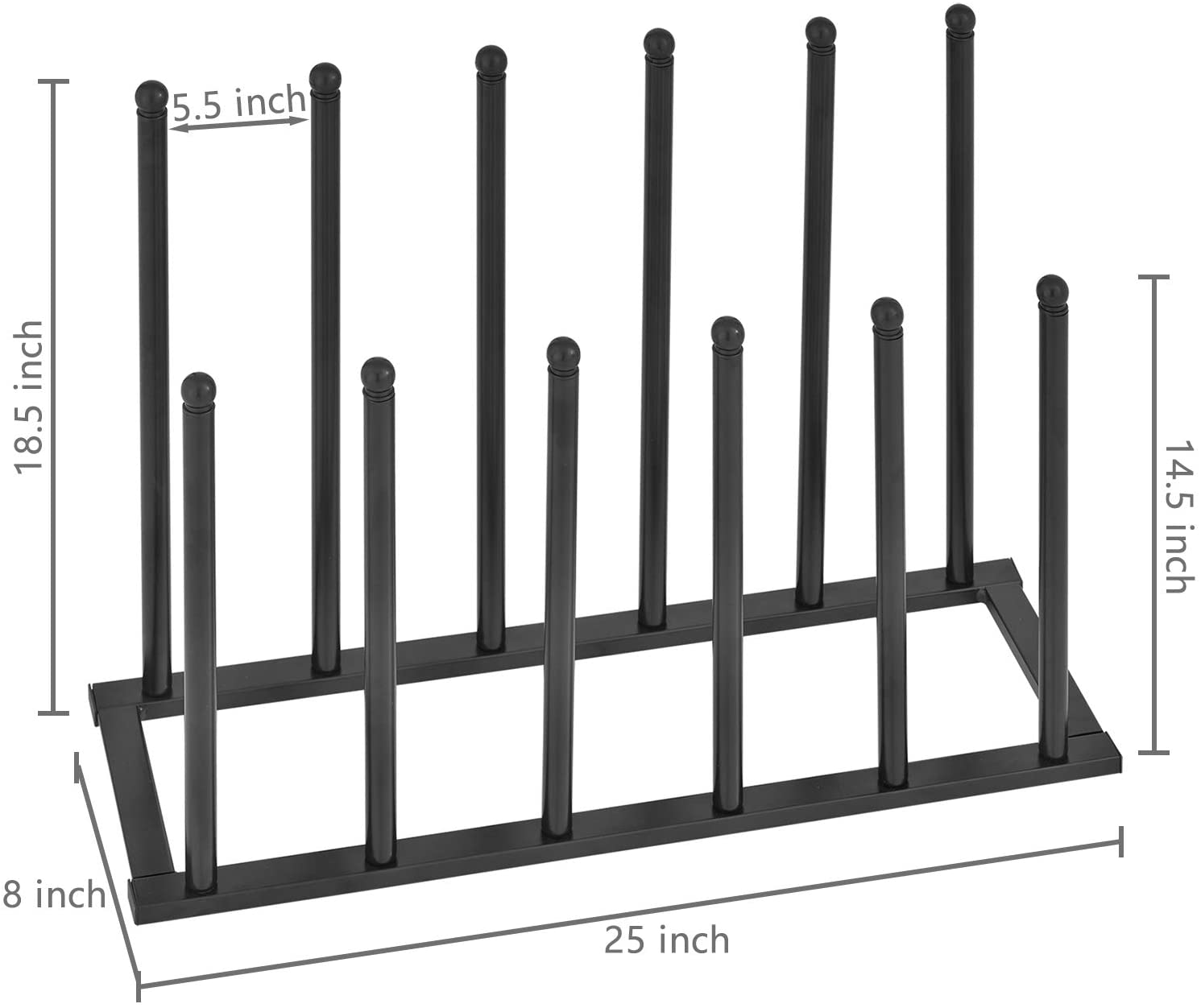 MyGift 6-Pair Sleek Black Metal Boot Shoes Storage Rack