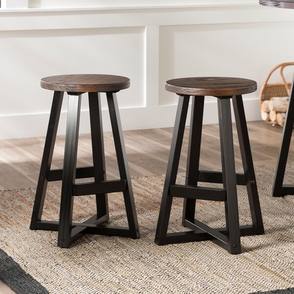 Middlebrook Round 24-inch Distressed Solid Wood Counter Stool