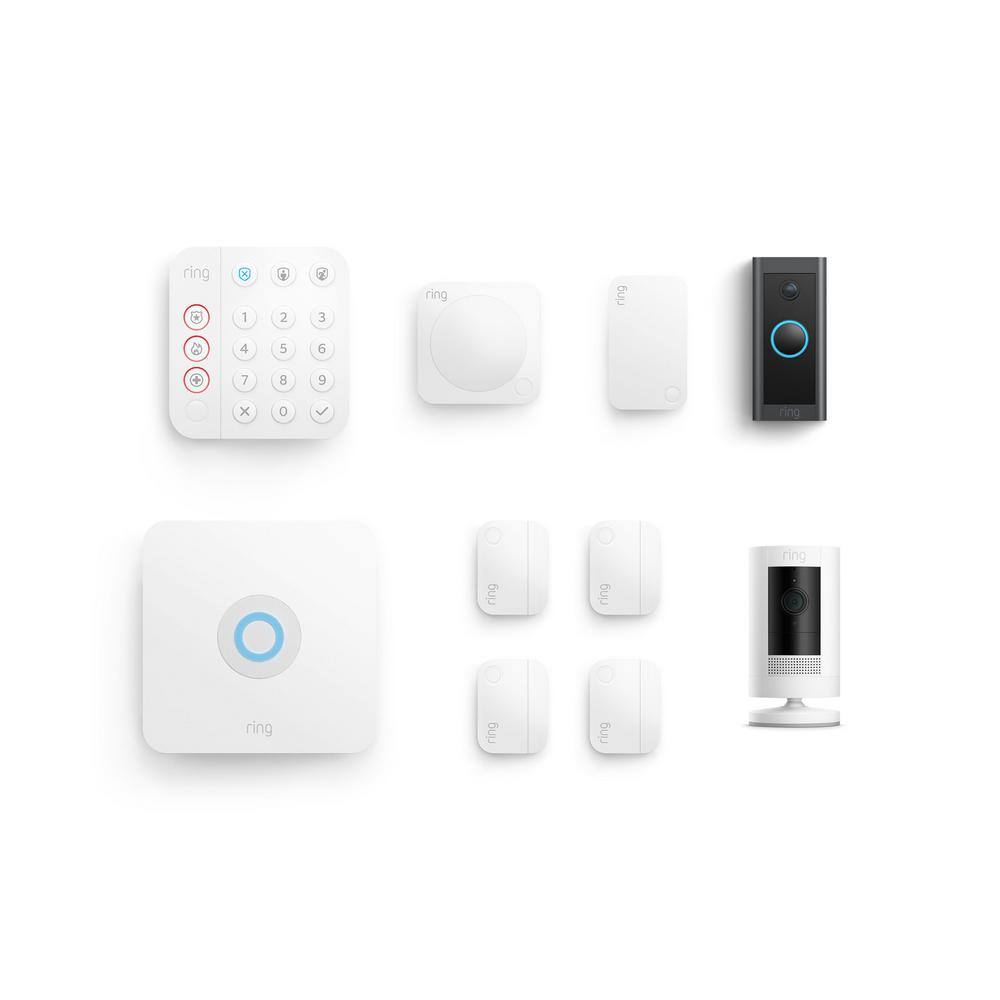 Ring Alarm Kit 2nd Gen (8-Pack) with Wired Video Doorbell with Stick Up Cam Battery White B0C59KGXTM