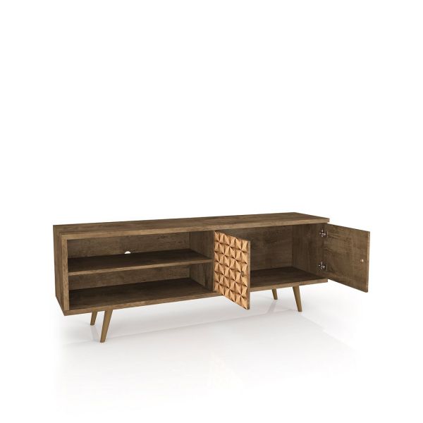 Liberty TV Stand 62.99 in Rustic Brown and 3D Brown Prints