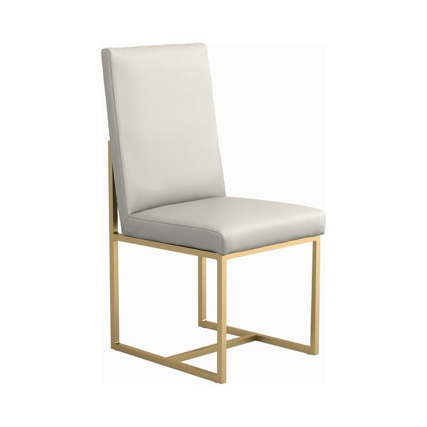 19 Inch Dining Chairs， Set of 2， White Vegan Faux Leather， Parson Style