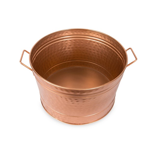 Round Hammered Tub With 2 Side Handles Copper Plated Achla Designs