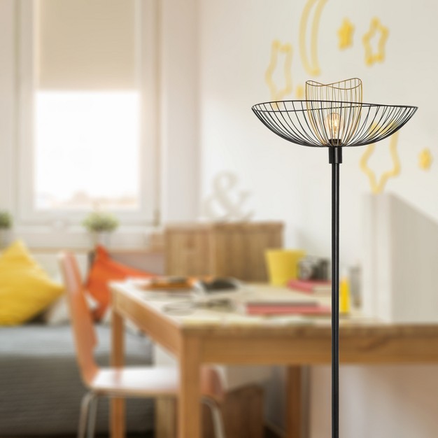 Demi Painted Metal 1 light Floor Lamp With Black And Gold Painted Metal Shade River Of Goods