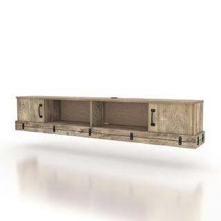 Furniture of America Fuss 63 in. Weathered Oak TV Stand Fits TV's up to 72 in. with Storage HFW-2283C42