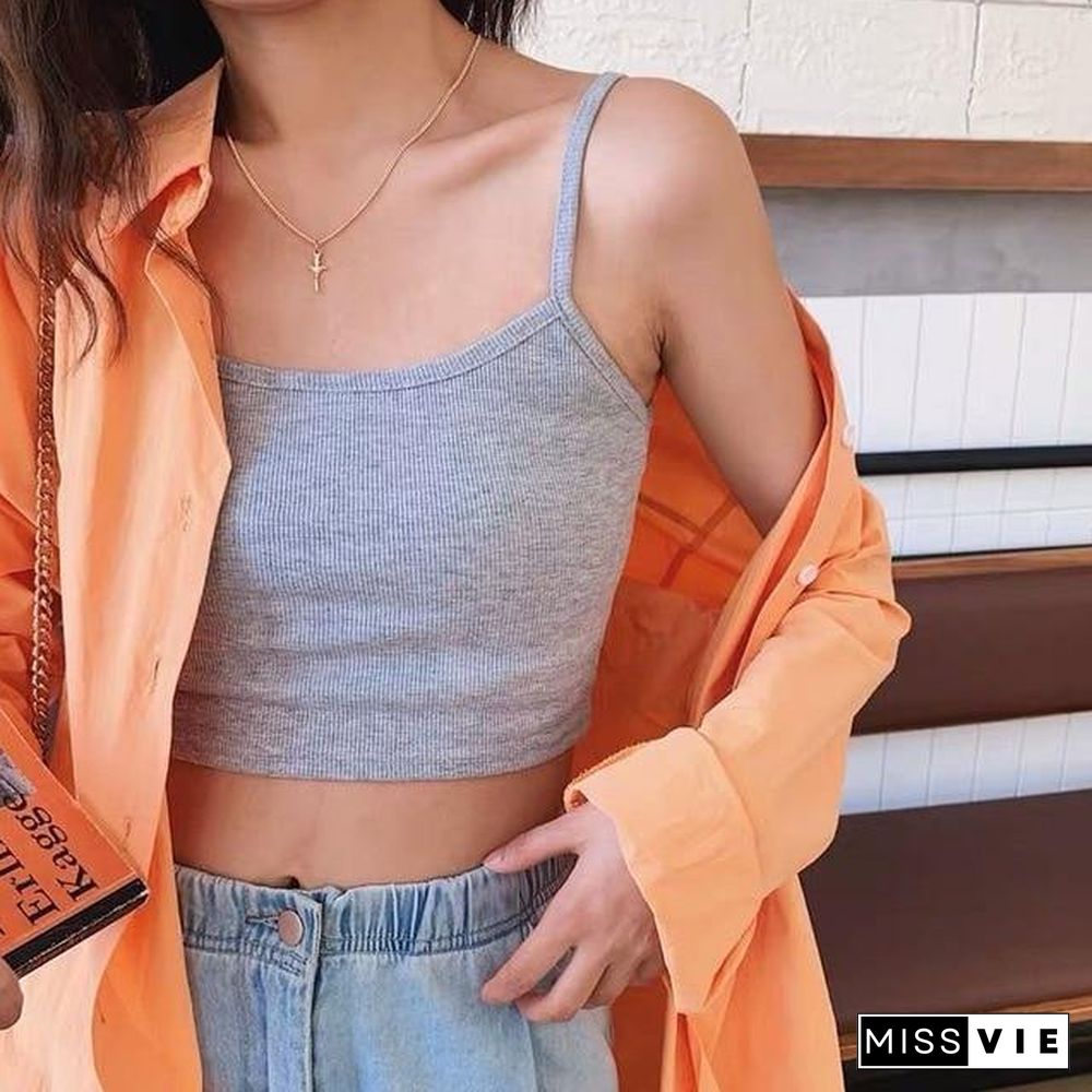 New Fashion Women Sexy Solid Summer Camis Crop Top Female Casual Tank Tops Vest Sleeveless Cool Streetwear Club High Street