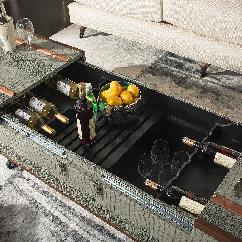 Safavieh Faux-Crocodile Wine Rack Storage Trunk Coffee Table