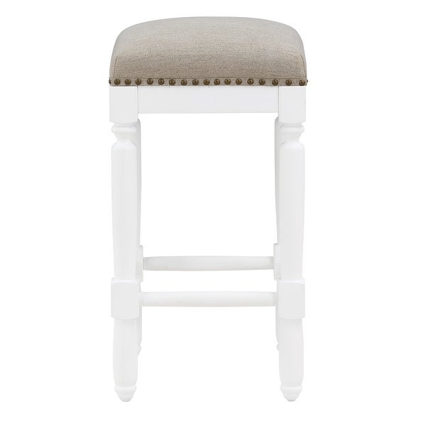 Findley White Counter Stool with Taupe Upholstered Seat by Greyson Living