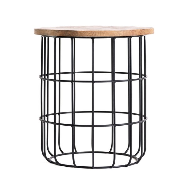 MH London Auxon Side End Table With Sturdy Metal Cage Base - 15.70