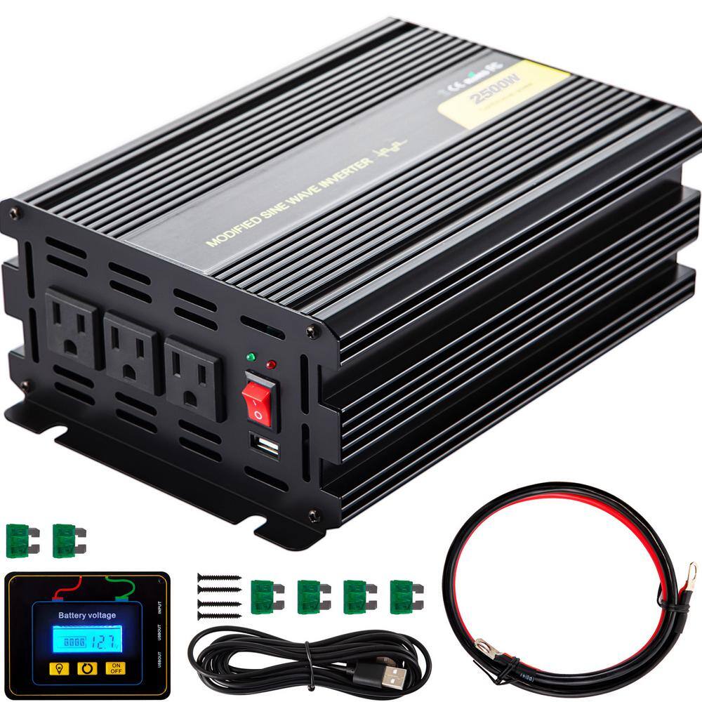 VEVOR 2500-Watt DC 24-Volt Power Inverter Modified Sine Wave Inverter with LCD Remote Controller LED Indicator for Truck RV ZXN2K5-24-120I14HV9