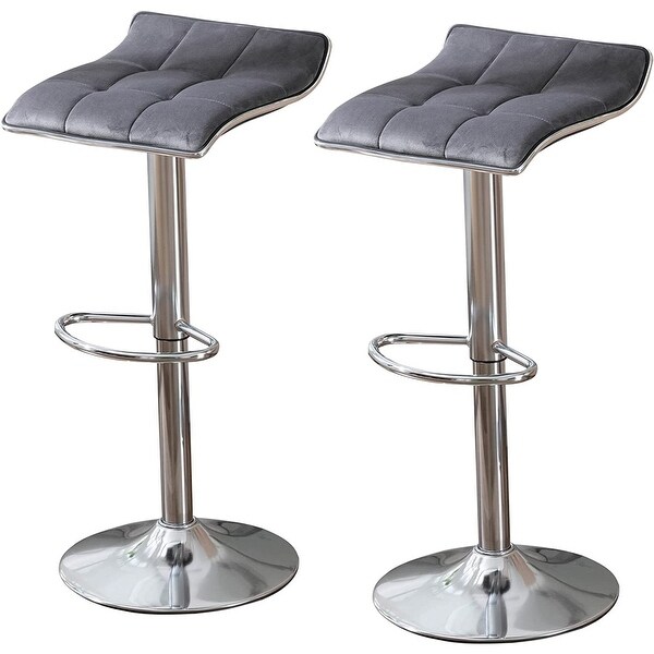 Backless Adjustable Tall Metal Base Swivel Bar Stools (Set of 2)