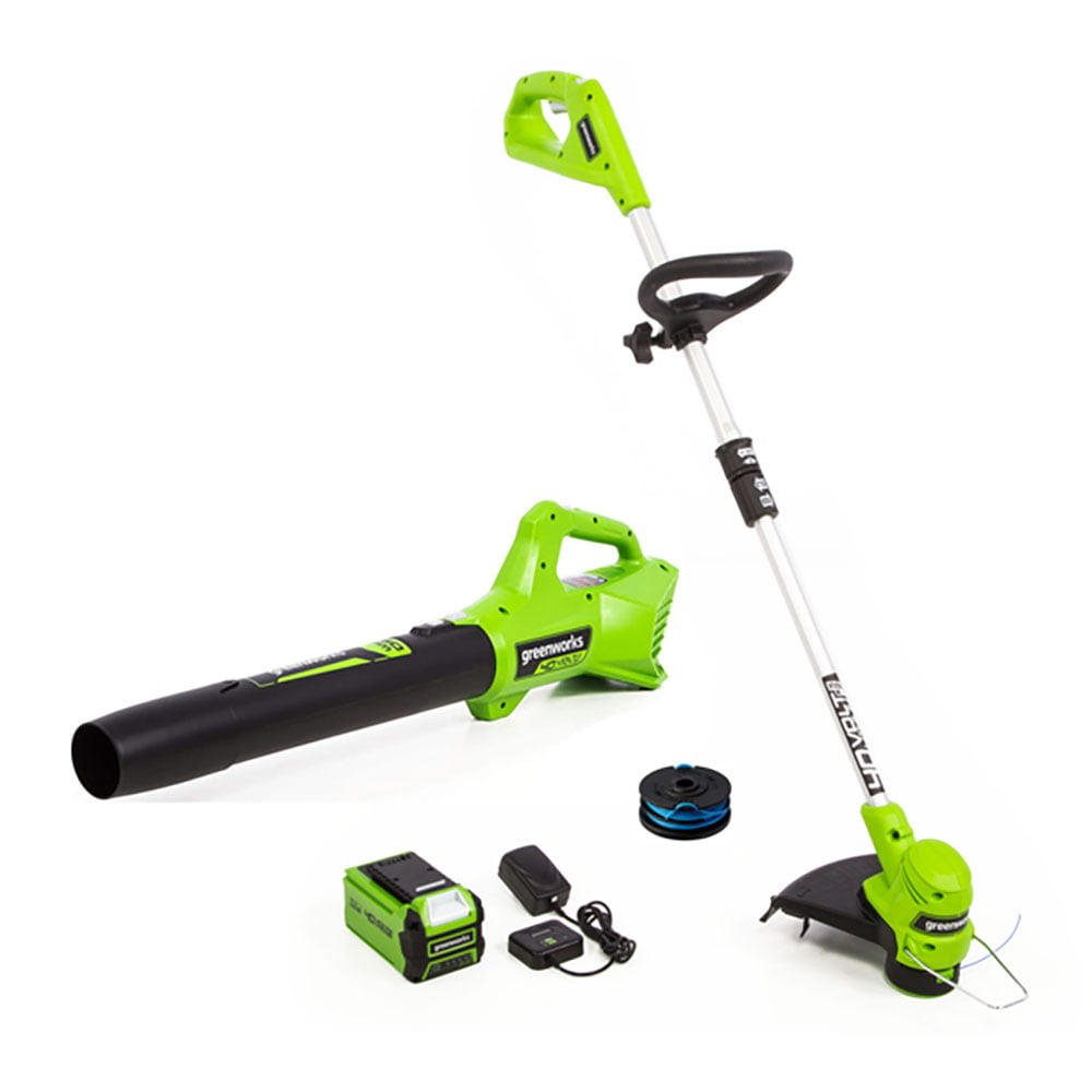 Greenworks 40V String Trimmer/Leaf Blower Combo W/2.0 Ah Battery， 1312502