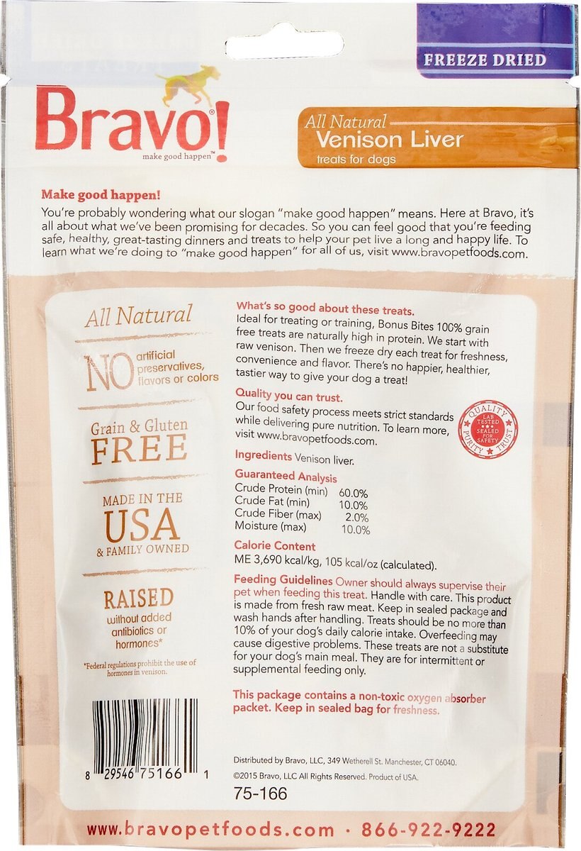 Bravo! Bonus Bites Venison Liver Freeze-Dried Dog Treats