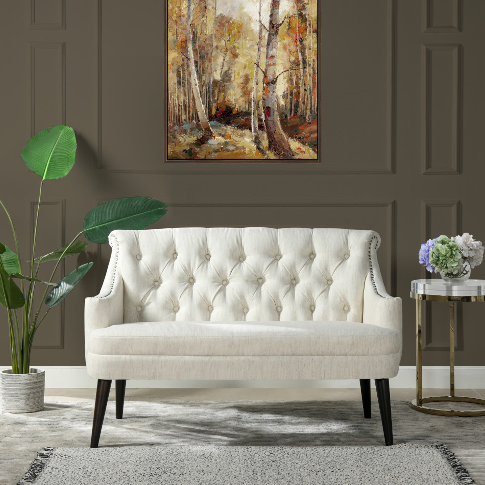 Stella Roll Arm Velvet Tufted Banquette Settee   Contemporary   Loveseats   by Jennifer Taylor Home  Houzz