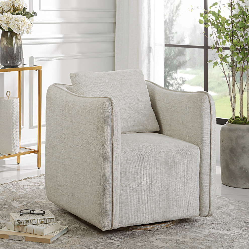 Uttermost Corben White Swivel Armchair   Modern   Armchairs And Accent Chairs   by Zin Home  Houzz