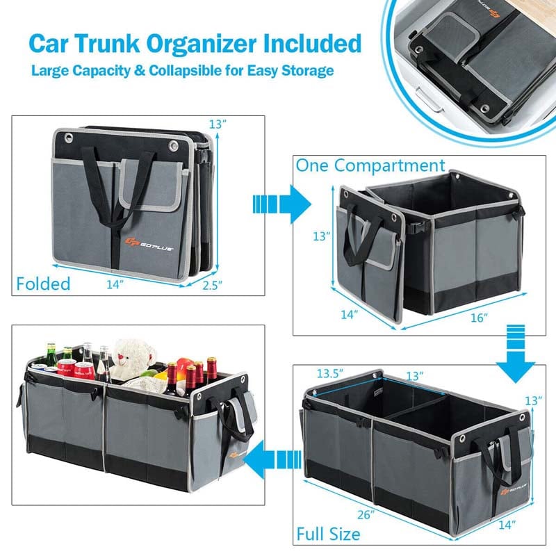 14 Cubic Feet Cargo Box, Waterproof Rooftop Cargo Carrier with Car Trunk Organizer, Heavy Duty Roof Storage Box