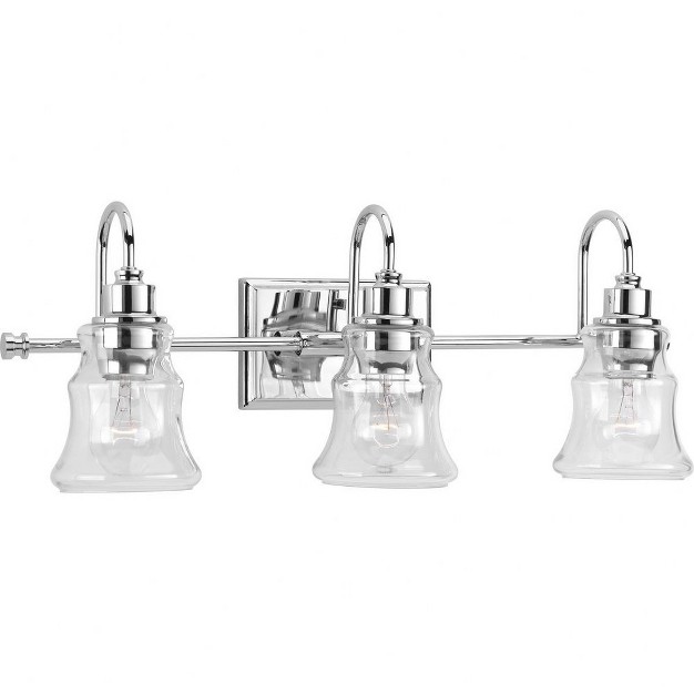 Progress Lighting Litchfield 3 light Bath Vanity Polished Chrome Clear Glass Shades