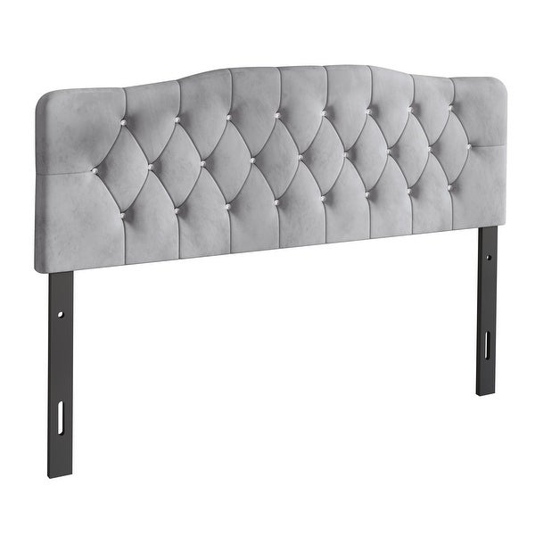 CraftPorch Velvet Button Tufted Curved Adjustable Headboard - - 36547905