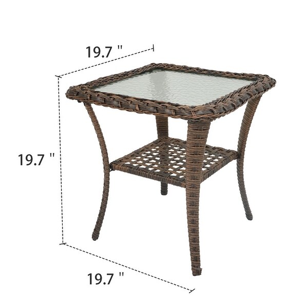 Tempered Glass Top Patio Side Table for Balcony