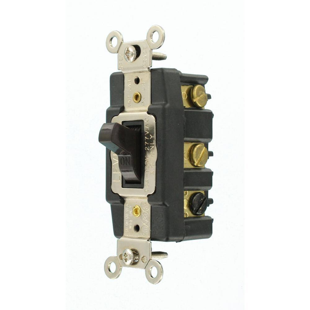 Leviton 30 Amp Industrial Grade Heavy Duty Double-Pole Double-Throw Center-Off Maintained Contact Toggle Switch Brown 1288