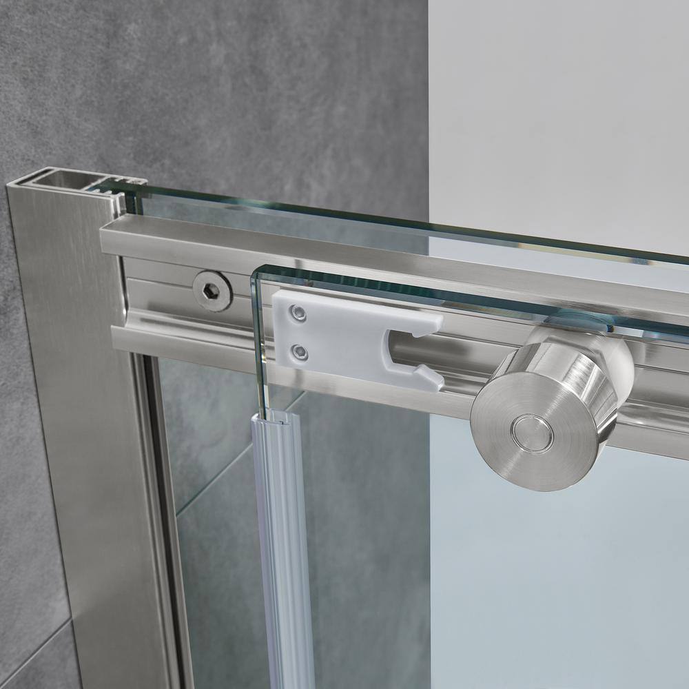 Glacier Bay Tidal 48 in. W x 78.74 in. H Sliding Semi Frameless Shower Door in Nickel GBSH152