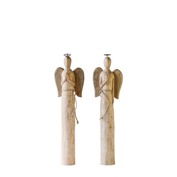 Mango Wood Angel，Set of 2