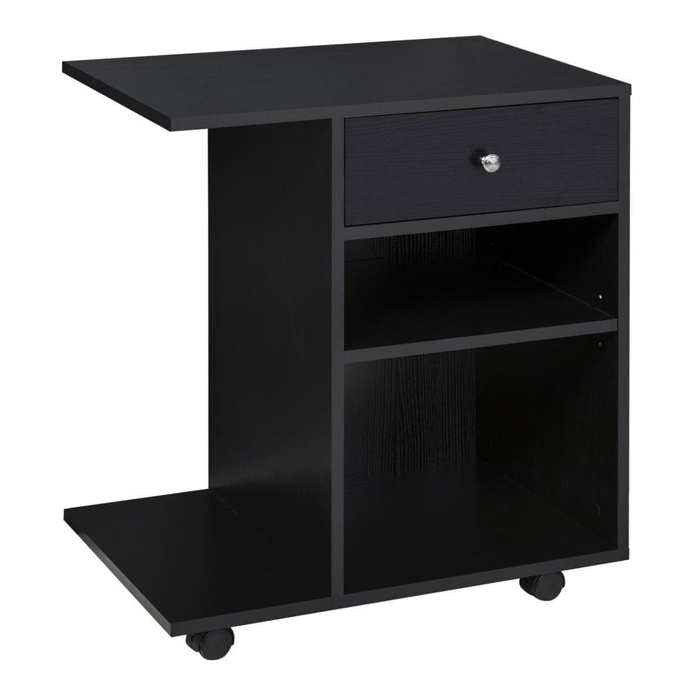 Vinsetto Rolling File Cabinet Cart with Wheels, Adjustable Shelf, Drawer and CPU Stand, Black 920-069BK