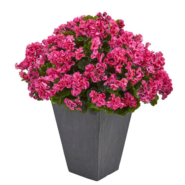 Geranium Artificial Plant in Slate Plater UV Resistant (Indoor/Outdoor)