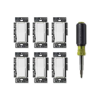 Lutron Diva LED+ Dimmer Switch for Dimmable LED White Klein 11-in-1 Multi Bit Screwdriver and Nut Driver (DVCL-6PKR-KSD) DVCL-6PKR-KSD