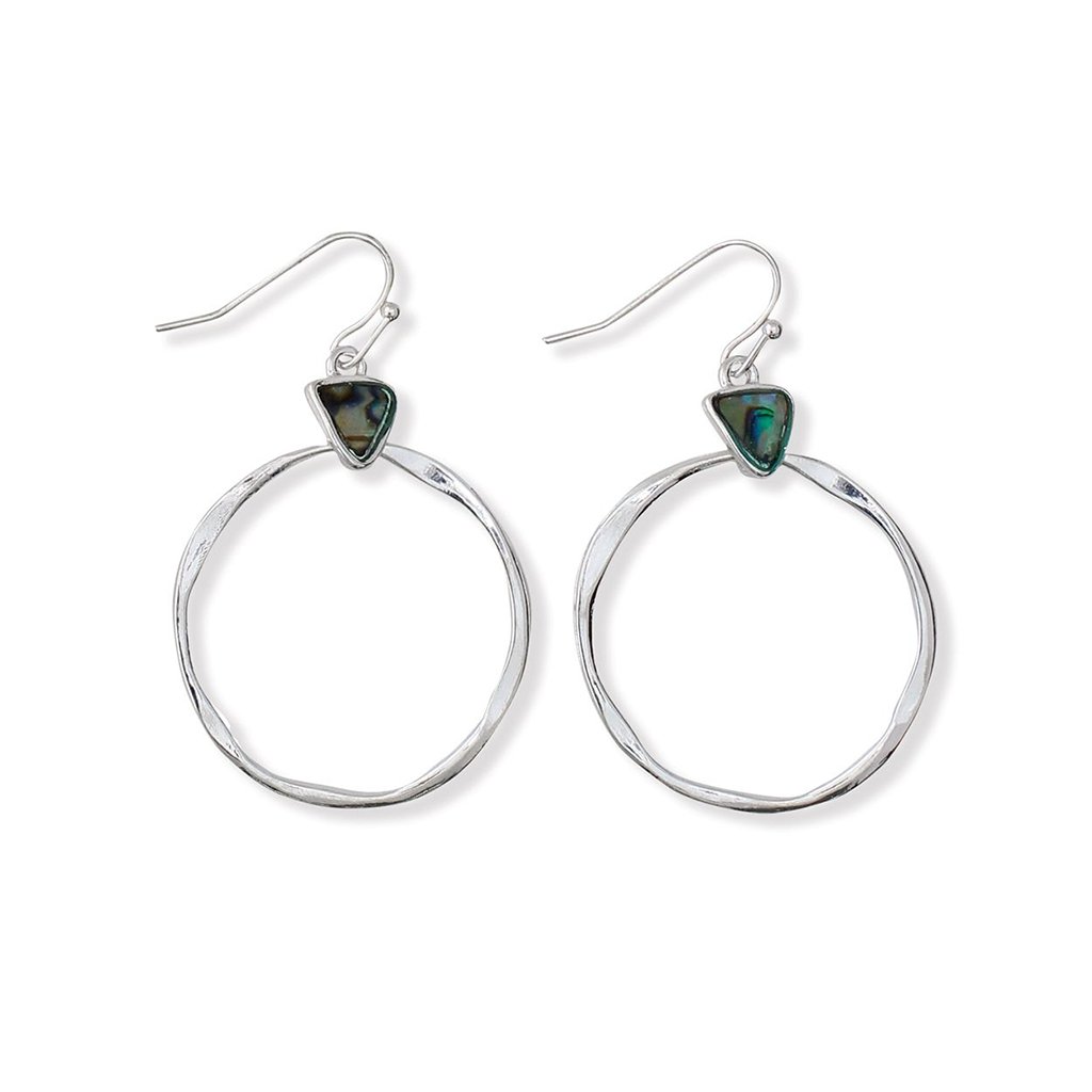 Periwinkle by Barlow   Hammered Silver With Abalone Earrings