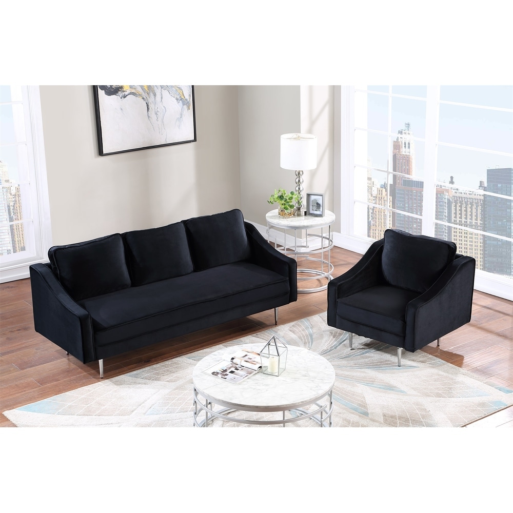 Merax 2 Piece Mordern Velvet Armchair and Sofa Sets