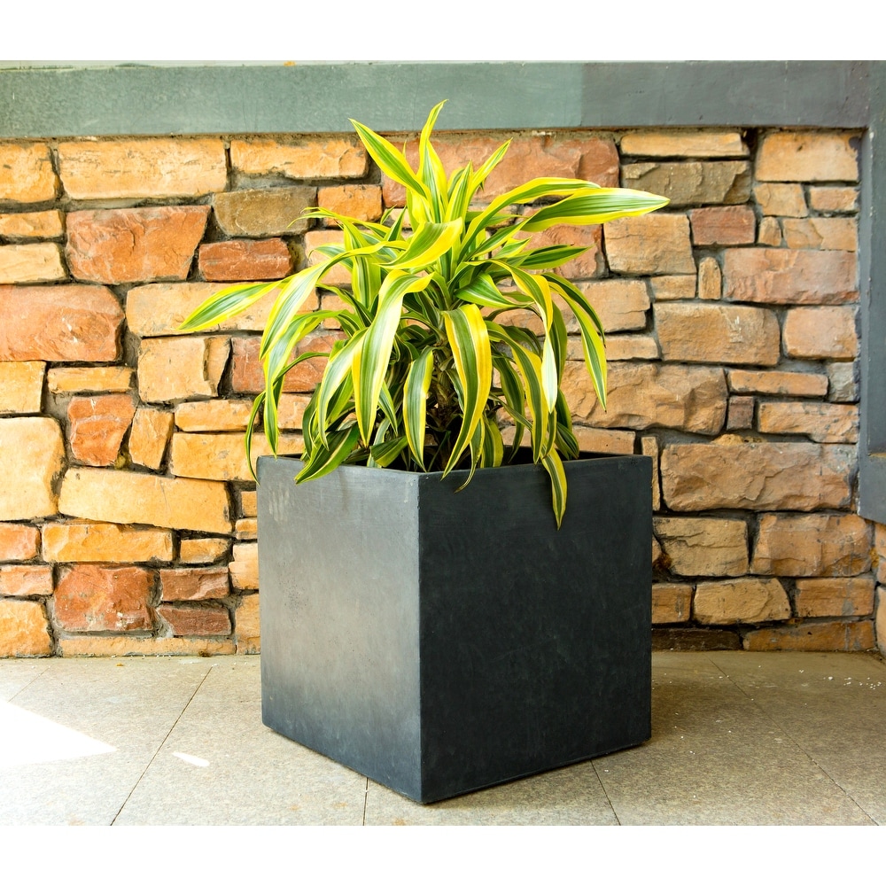 Durx litecrete Lightweight Concrete Modern Square Granite Planter Medium   11.8'x11.8'x11.8'