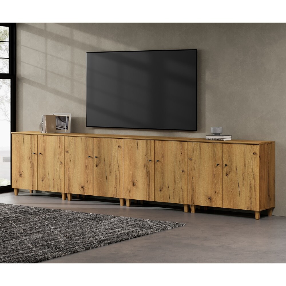 WAMPAT Modern TV Stand  Tall Entertainment Center with Doors