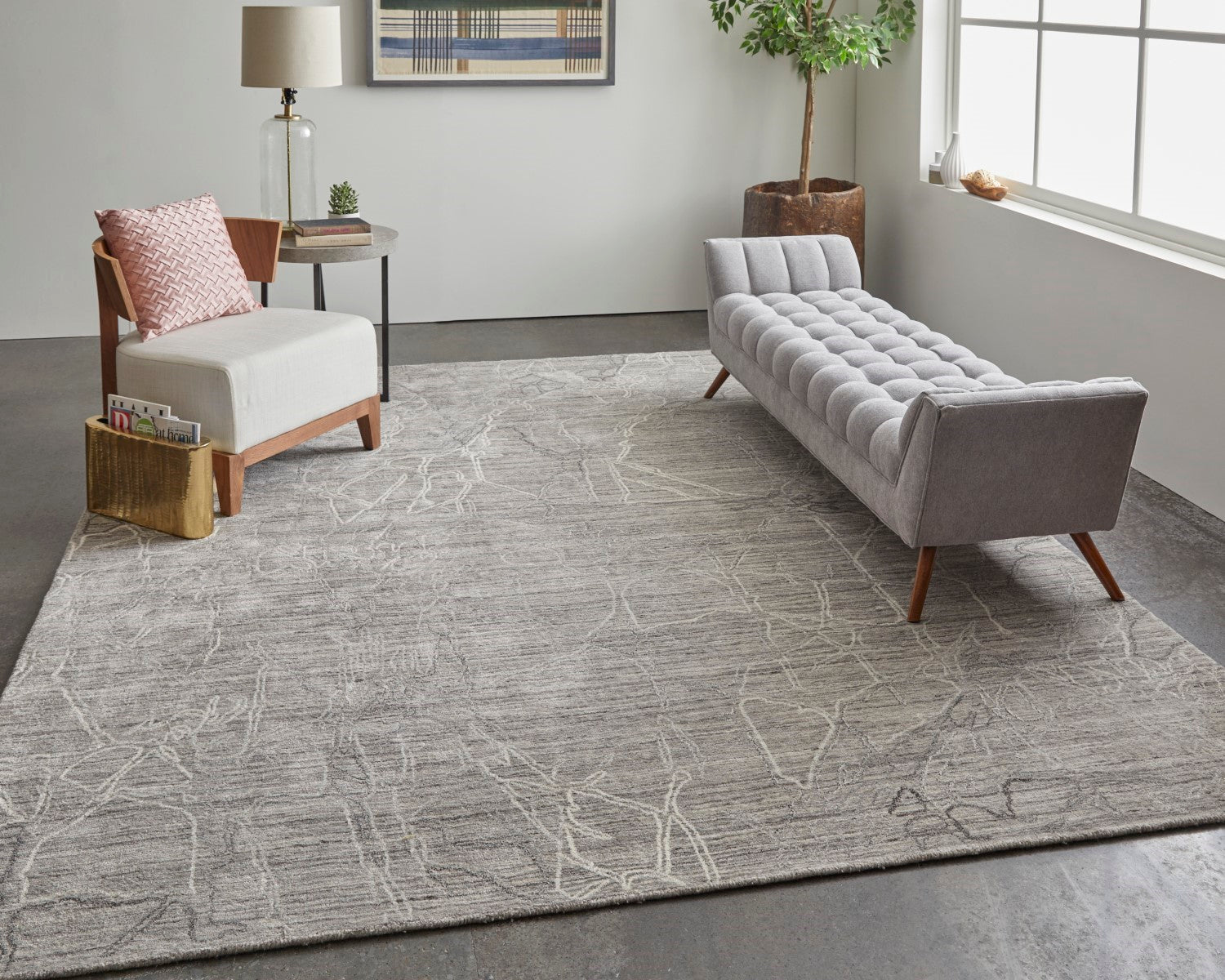 Archor Abstract Hand Tufted Gray / Ivory Rug