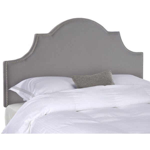 SAFAVIEH Hallmar Arctic Grey Upholstered Arched Headboard - Silver Nailhead (Queen) - - 8306978