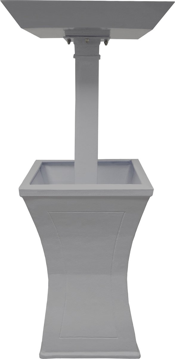 Oakland Living Modern Square Cast Bird Bath and Planter Vase Combo