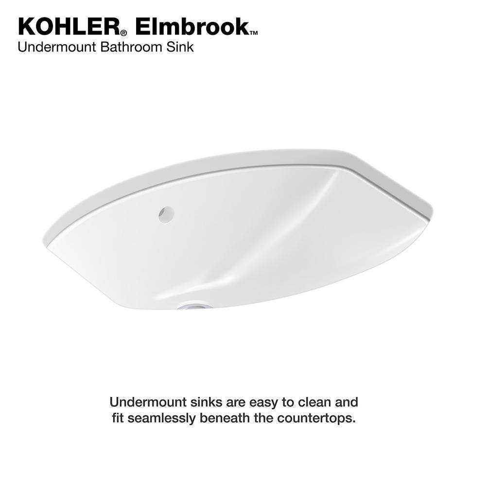 KOHLER Elmbrook Undermount Bathroom Sink in White K-R3904-0