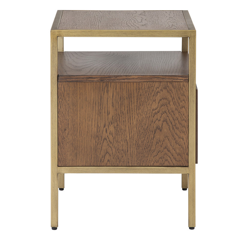 WILLINGHAM Bedside Table - Brass & Wood