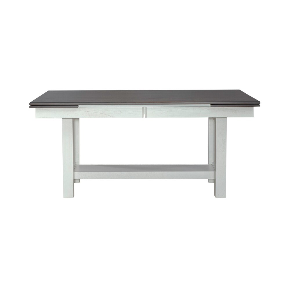 Brook Bay Textured White Carbon Gray Trestle Table Set