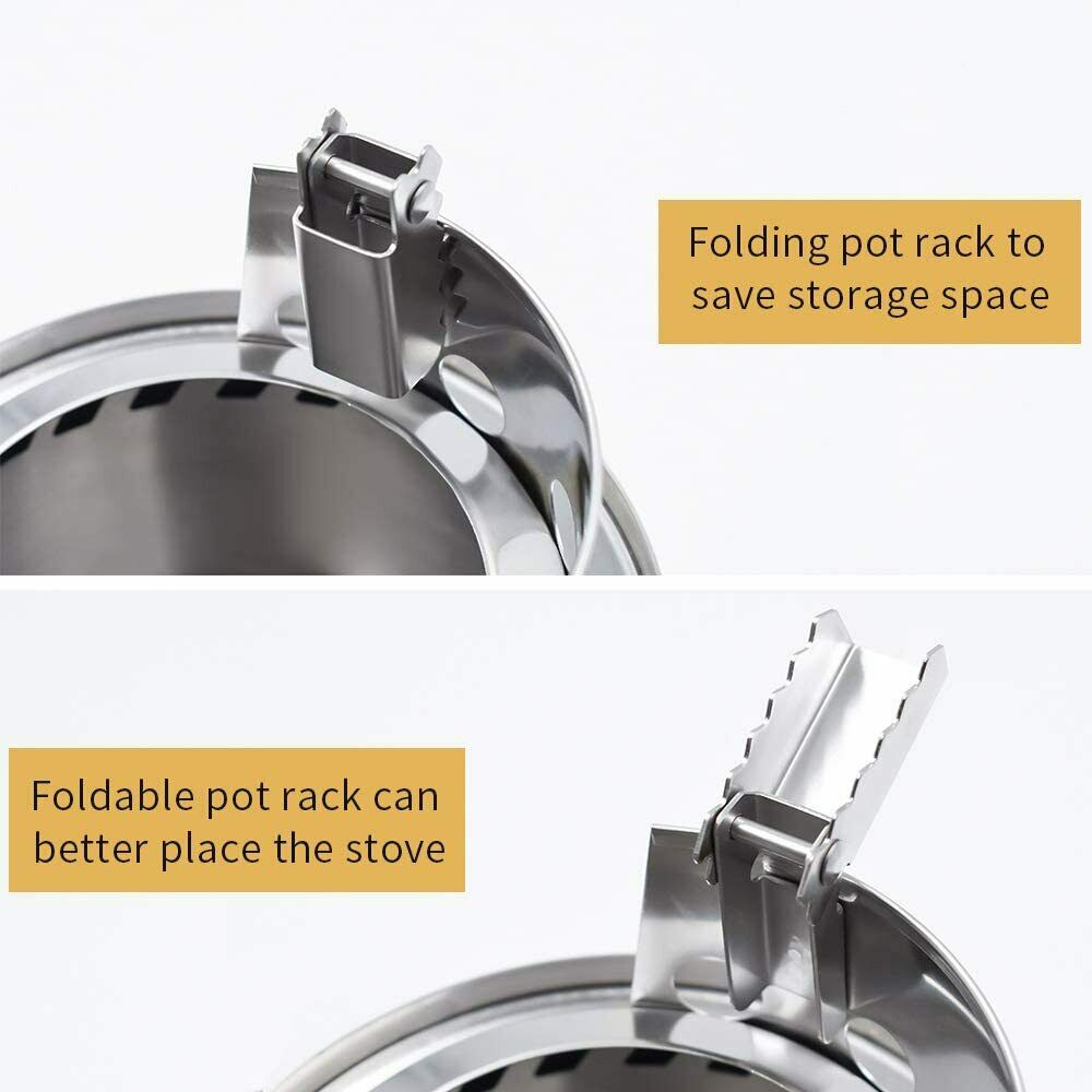 Camping Stove Camp Wood Stove Portable Foldable Stainless Steel Burning Backpacking Stove for Outdoor Hiking Picnic BBQ  With  an Folding Plastic Handle and Carrying Bag