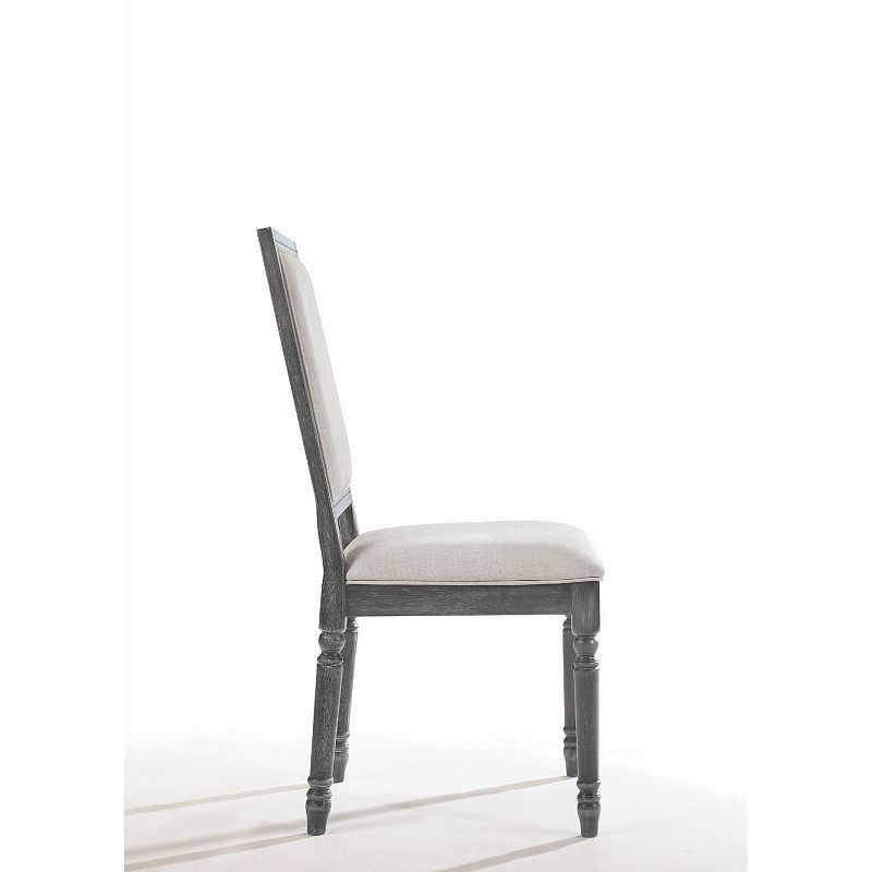 Linen Dining Side Chair with Turned Legs， Set of 2， Gray