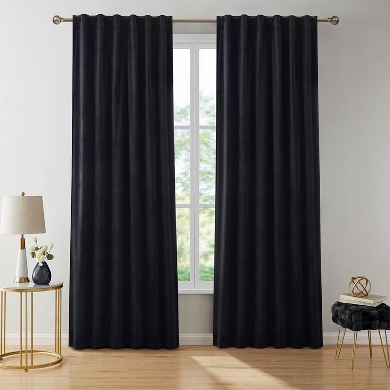 THD Maria Velvet Back Tab Rod Pocket Window Treatment Curtain Panels - Set of 2