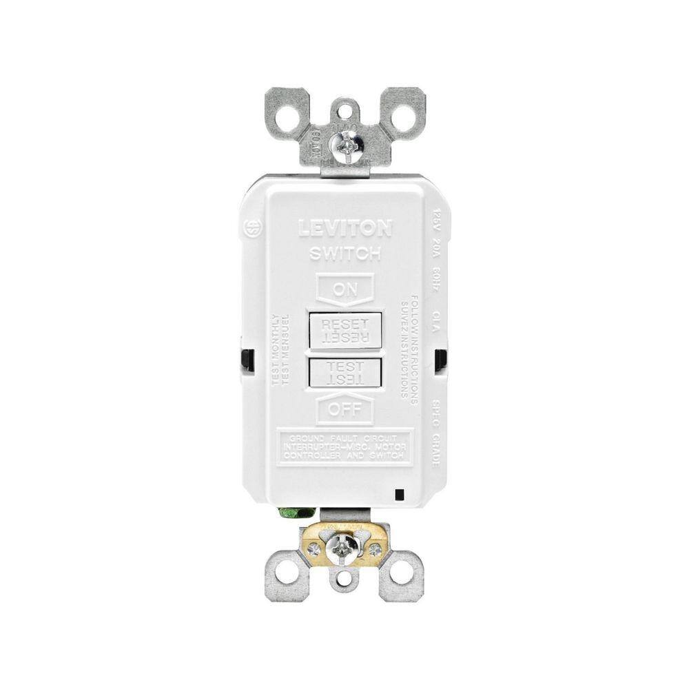 Leviton 20 Amp 125-Volt Combo Self-Test Blank Face GFCI Outlet White R98-GFRBF-0KW