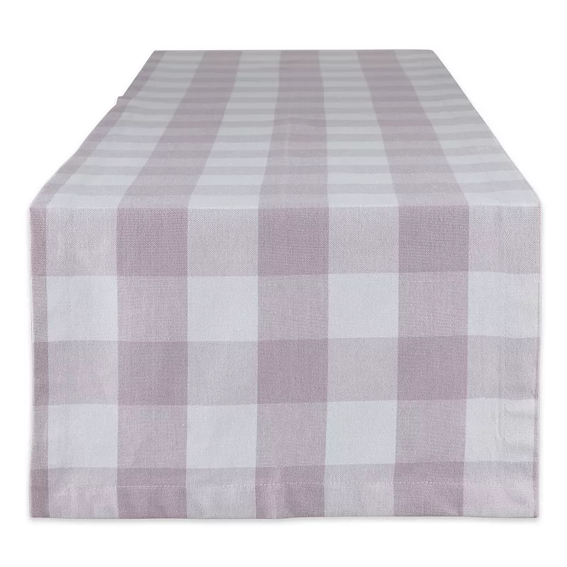 14 x 108 White and Dusty Lilac Buffalo Check Decorative Table Runner