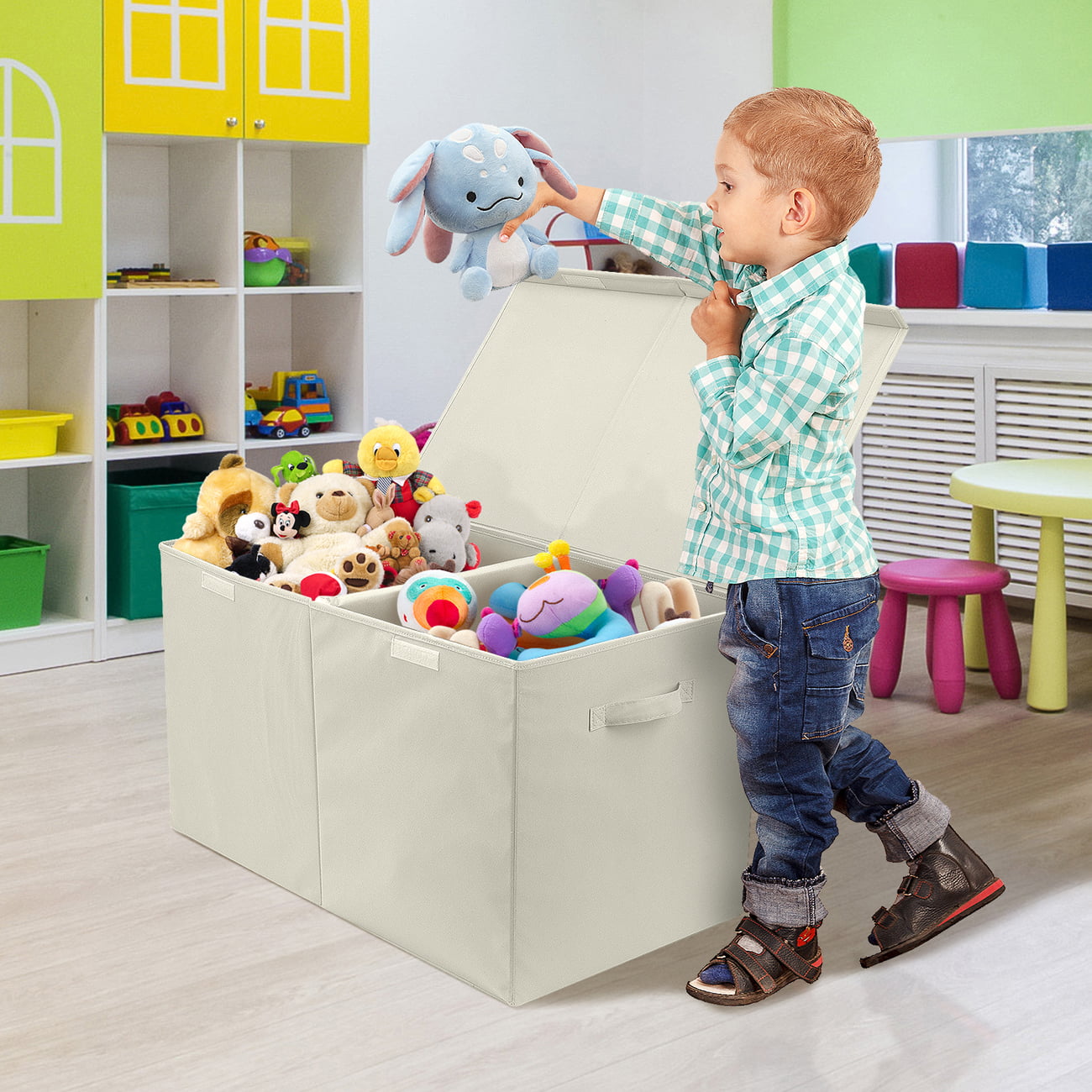 Sorbus Kids Large Toy Storage Chest with Lid, Beige