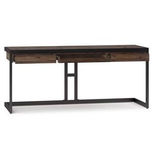 Simpli Home Erina Solid ACACIA Wood Industrial 72 in. Wide Large Desk in Rustic Natural Aged Brown AXCERN52-RNAB