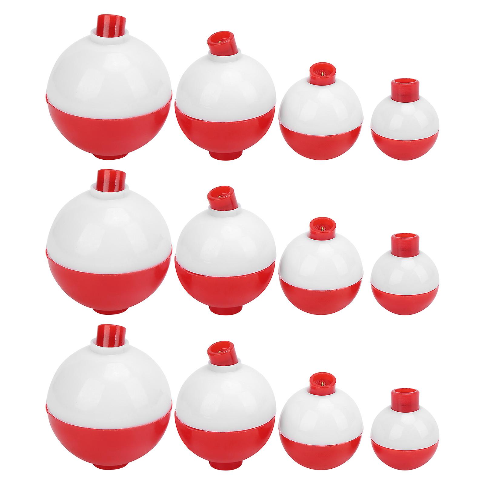 12pcs Fishing Bobbers Set Hard Abs Snapon Floats Red White Round Fishing Floats Bobbers