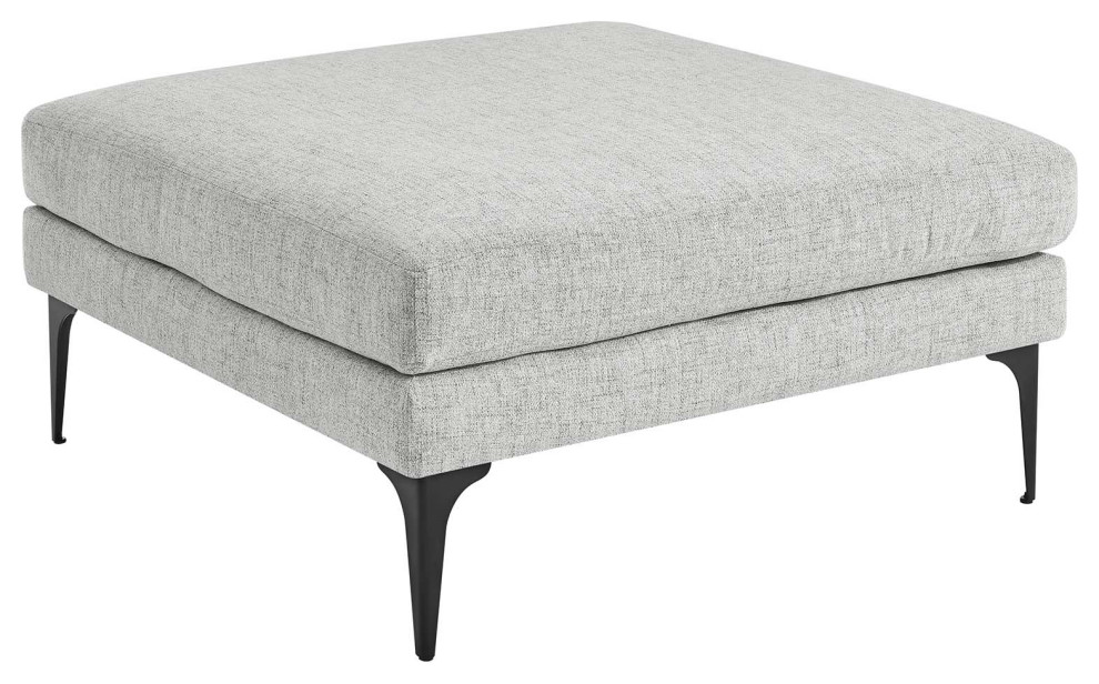 Evermore Upholstered Fabric Ottoman  Light Gray   Midcentury   Footstools And Ottomans   by First of a Kind USA Inc  Houzz