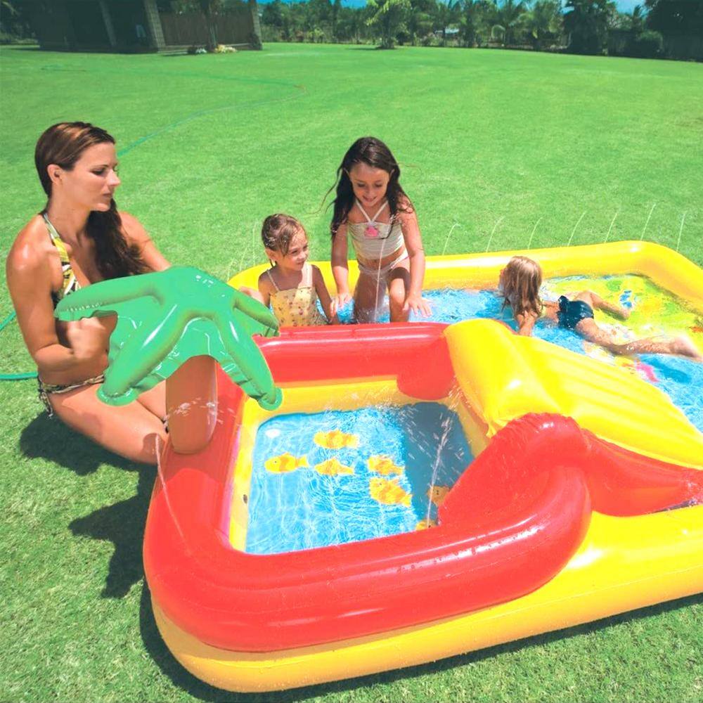 Intex 100 in. x 77 in. Inflatable Ocean Play Center and 8.5 in. x 5.75 in. Pool for 2-3 Kids 57454EP + 56483EP