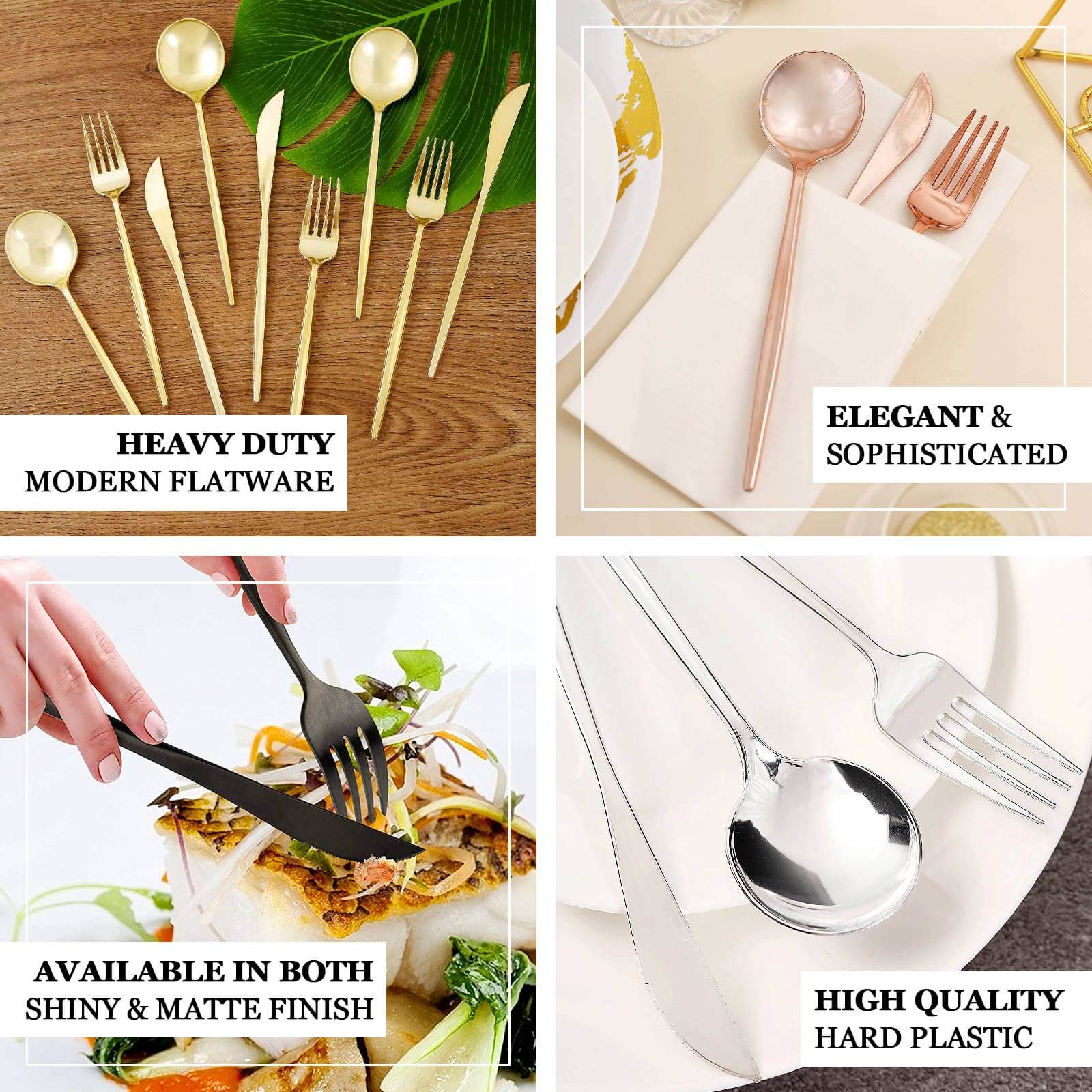 24 Pack Glossy Gold Heavy Duty Plastic Silverware Forks Cutlery, Premium Disposable Sleek Flatware 8